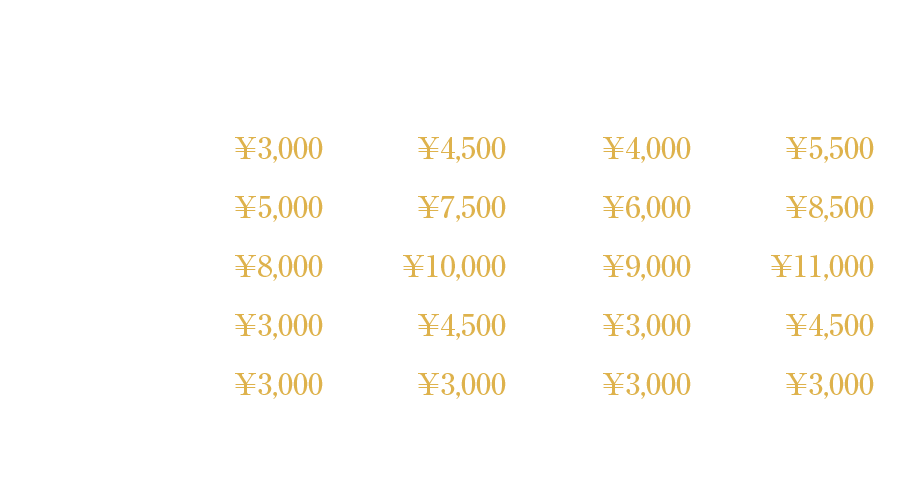 ラウンジ ウルワシ料金表（ラウンジ／カラオケ）